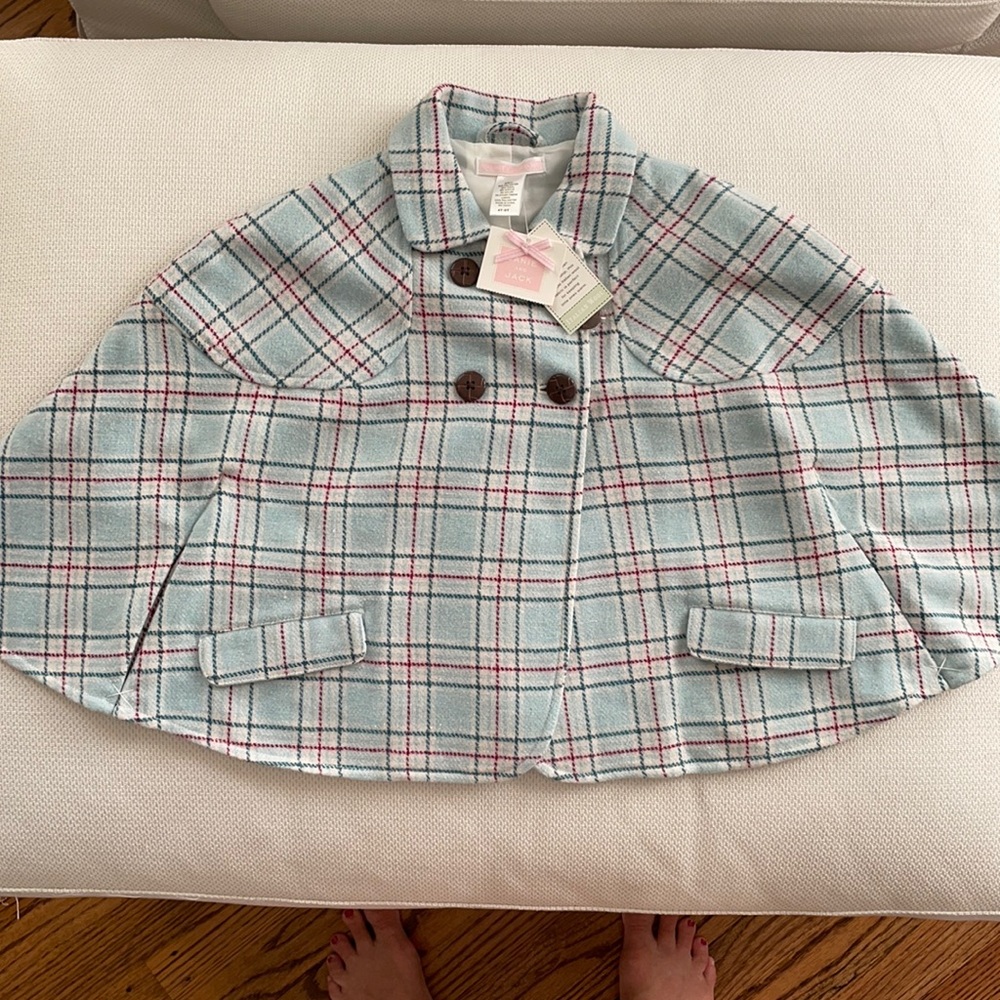 Janie & Jack Wool Blend Plaid Poncho